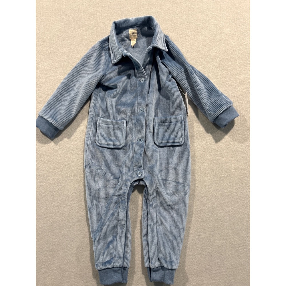 Baby Gap First Favorites Blue Corduroy Fleece Lined Coverall Romper 18-24M NEW